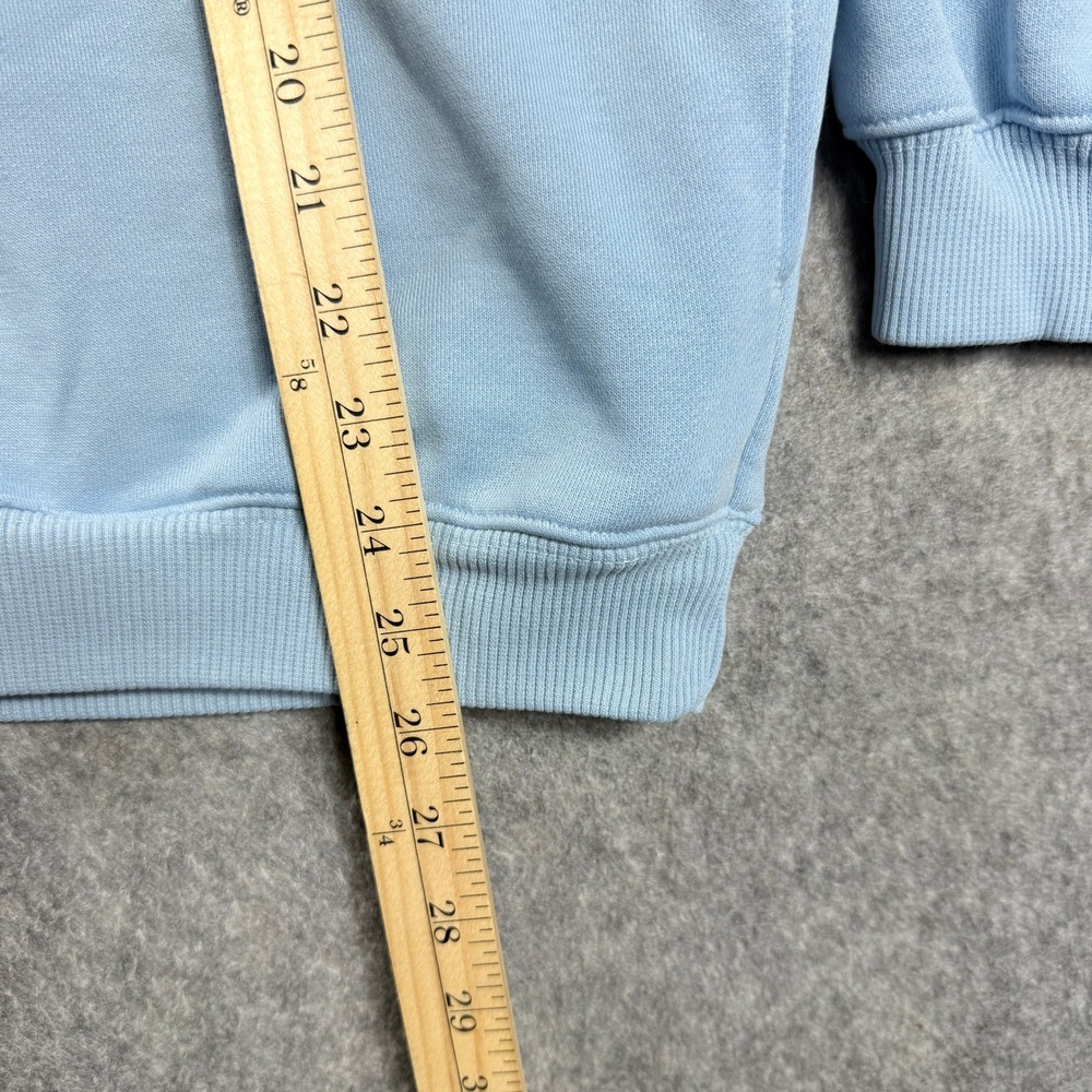 Vintage Orvis Mens Sweatshirt XL Light Blue Quarter Zip Elbow Patches Golf Logo - Picture 2 of 10